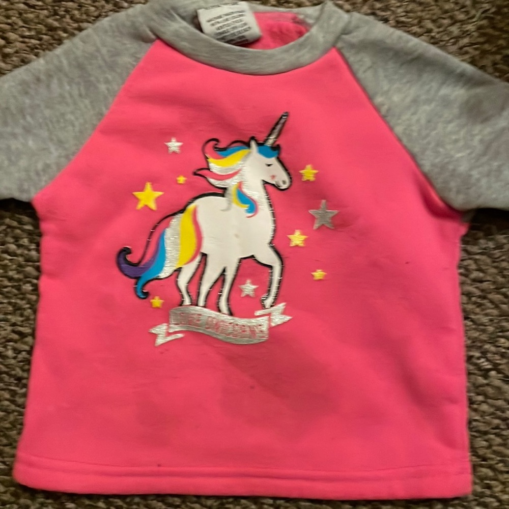 Girls 18months diva pink and grey unicorn sweatshirt